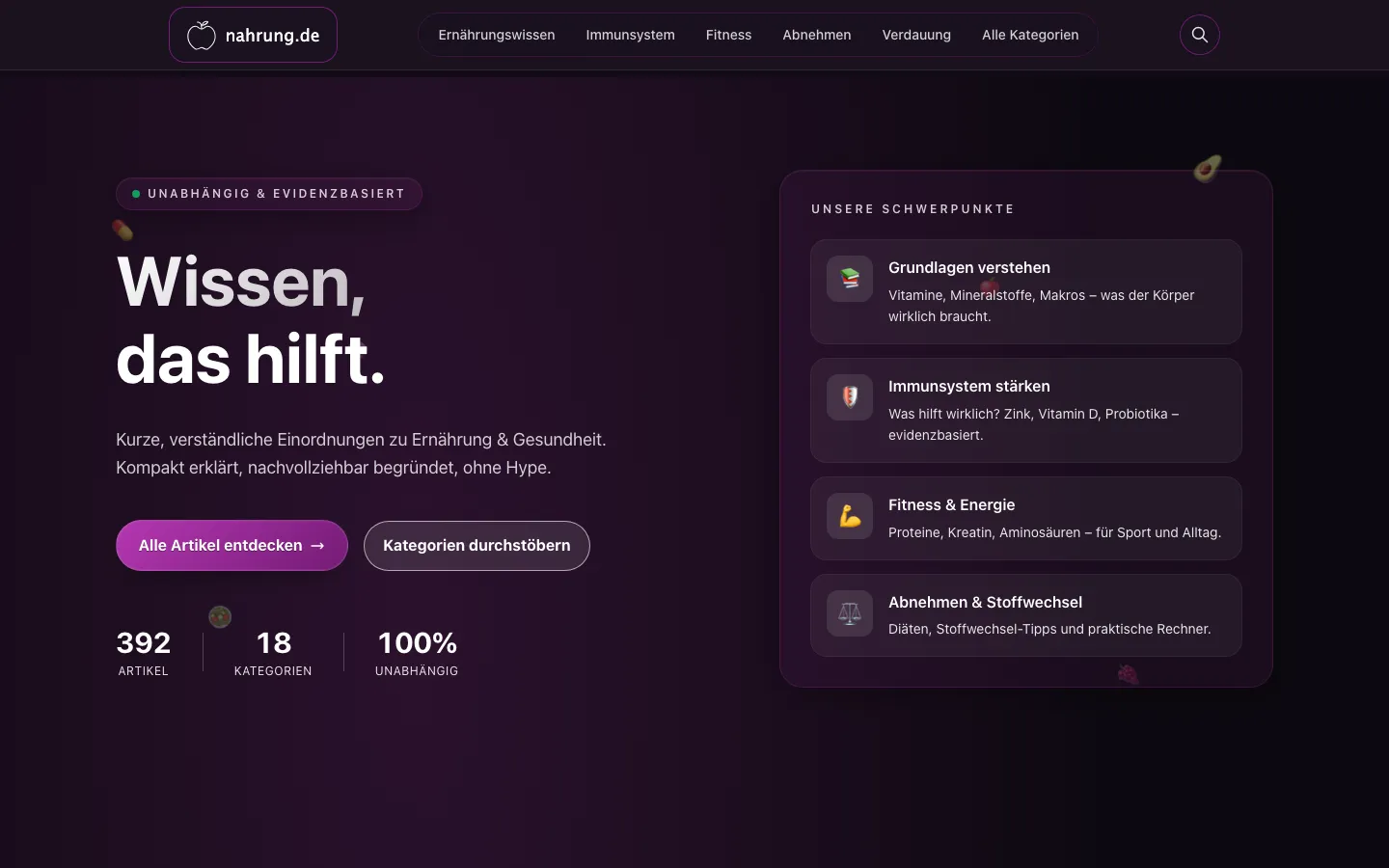 Vorschau der Startseite von Nahrung.de